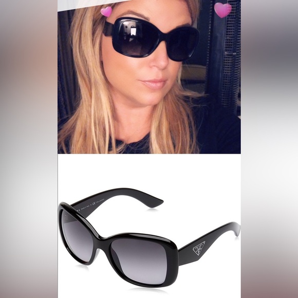 PRADA srp32p 57017 oversized black glossy sunglasses - Picture 1 of 16
